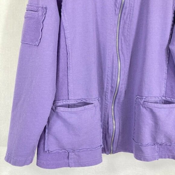 Coldwater Creek Lightweight Full Zip French Terry Jacket L Purple - Picture 3 of 9